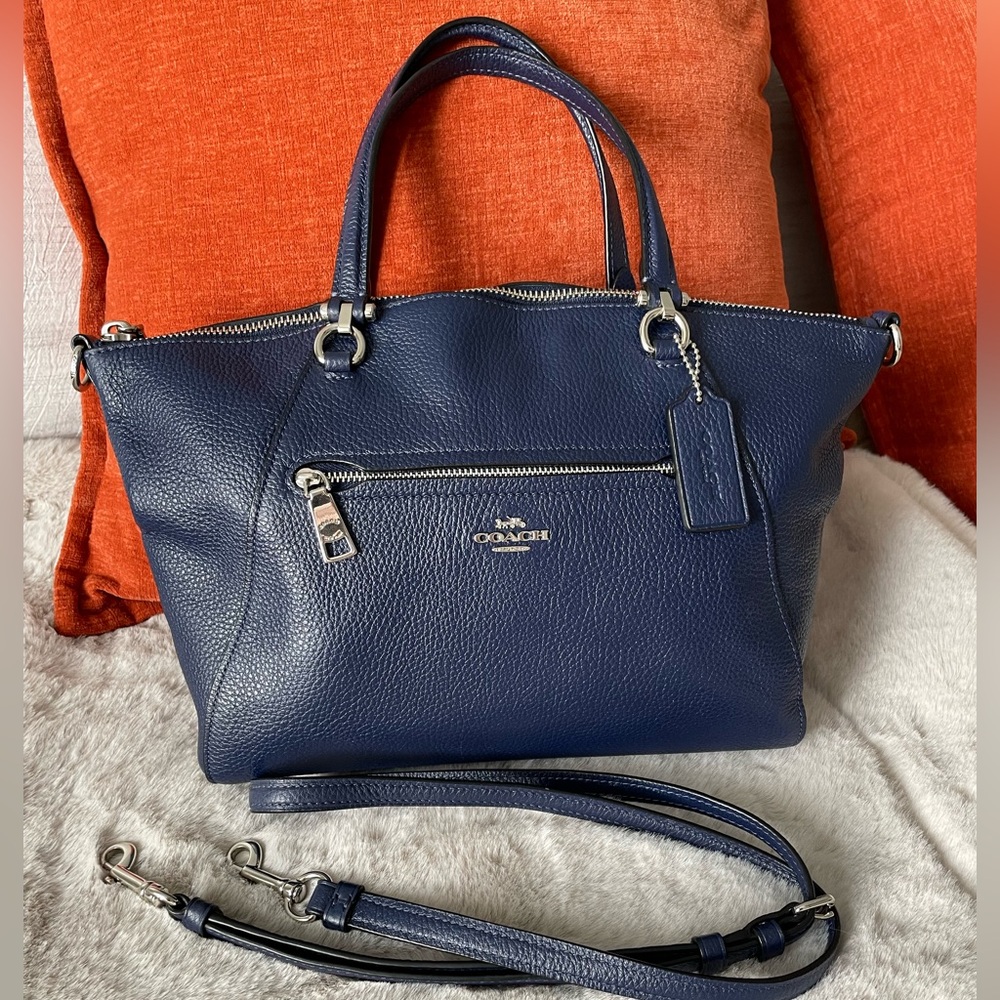 Coach Prairie Satchel - Navy Blue and Silver